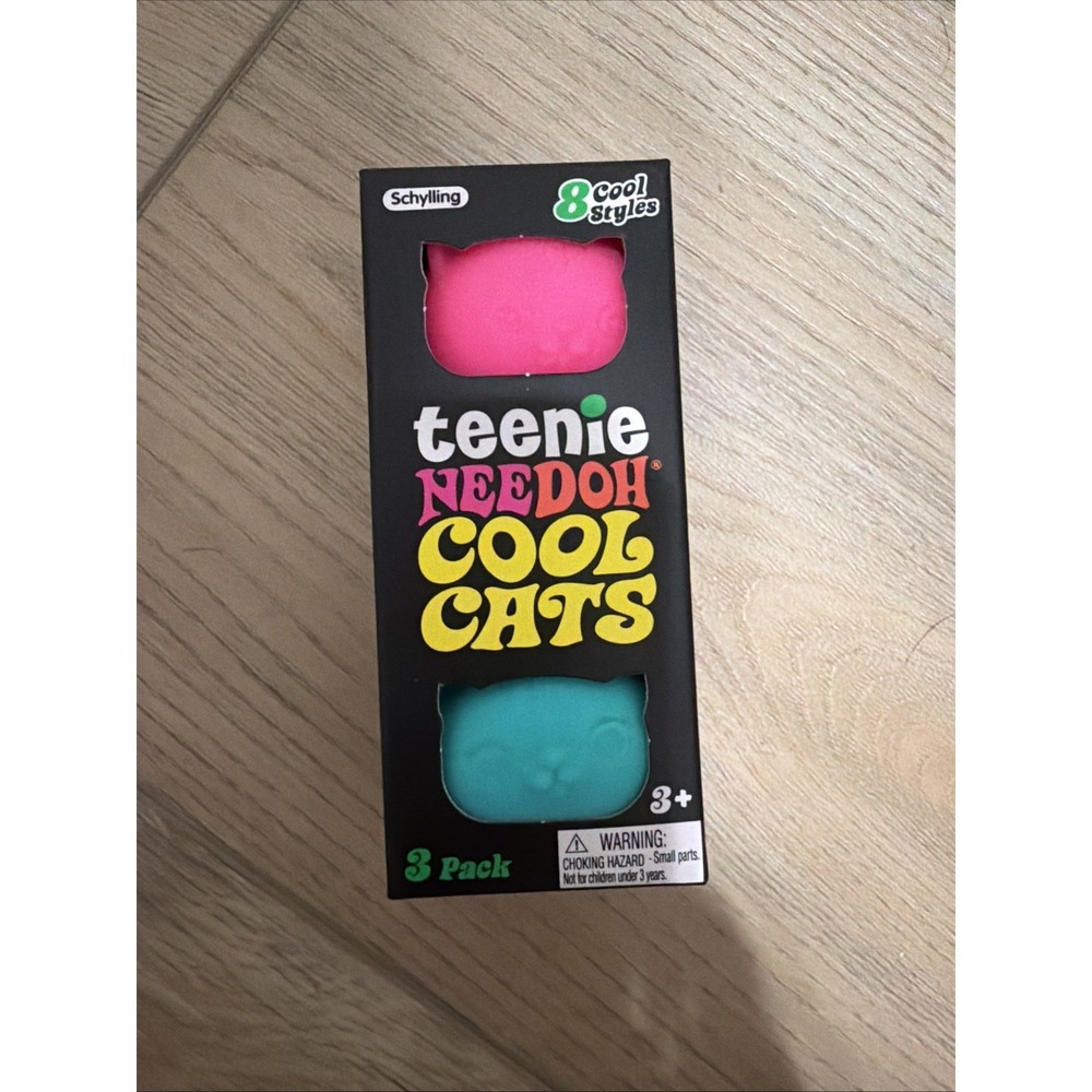 Schylling Teenie Nee Doh Cool Cats Squeeze Ball 3 Pack Tear-Resistant Purple Or…